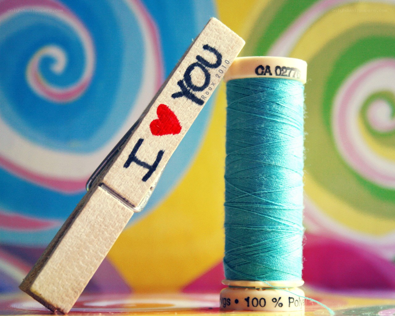 I love you clothespin and thread