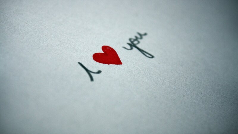 I love you handwritten on paper