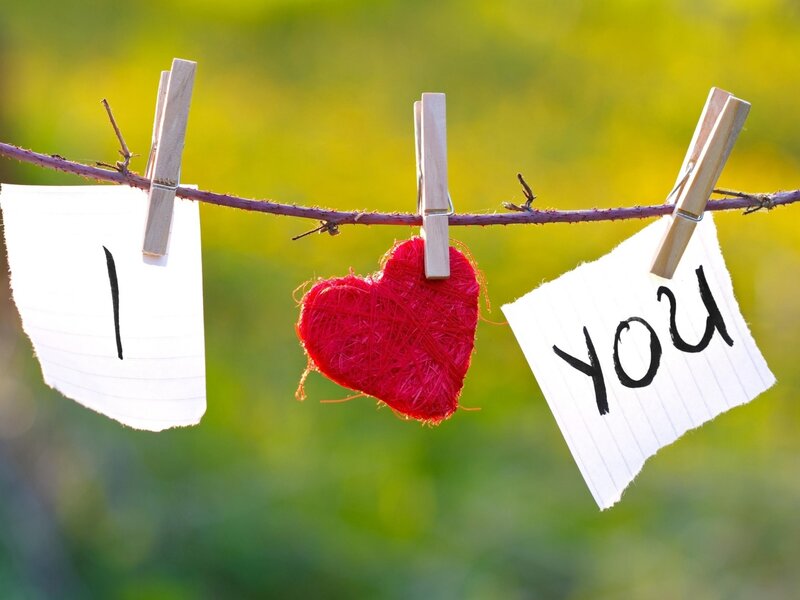 I love you heart on clothesline