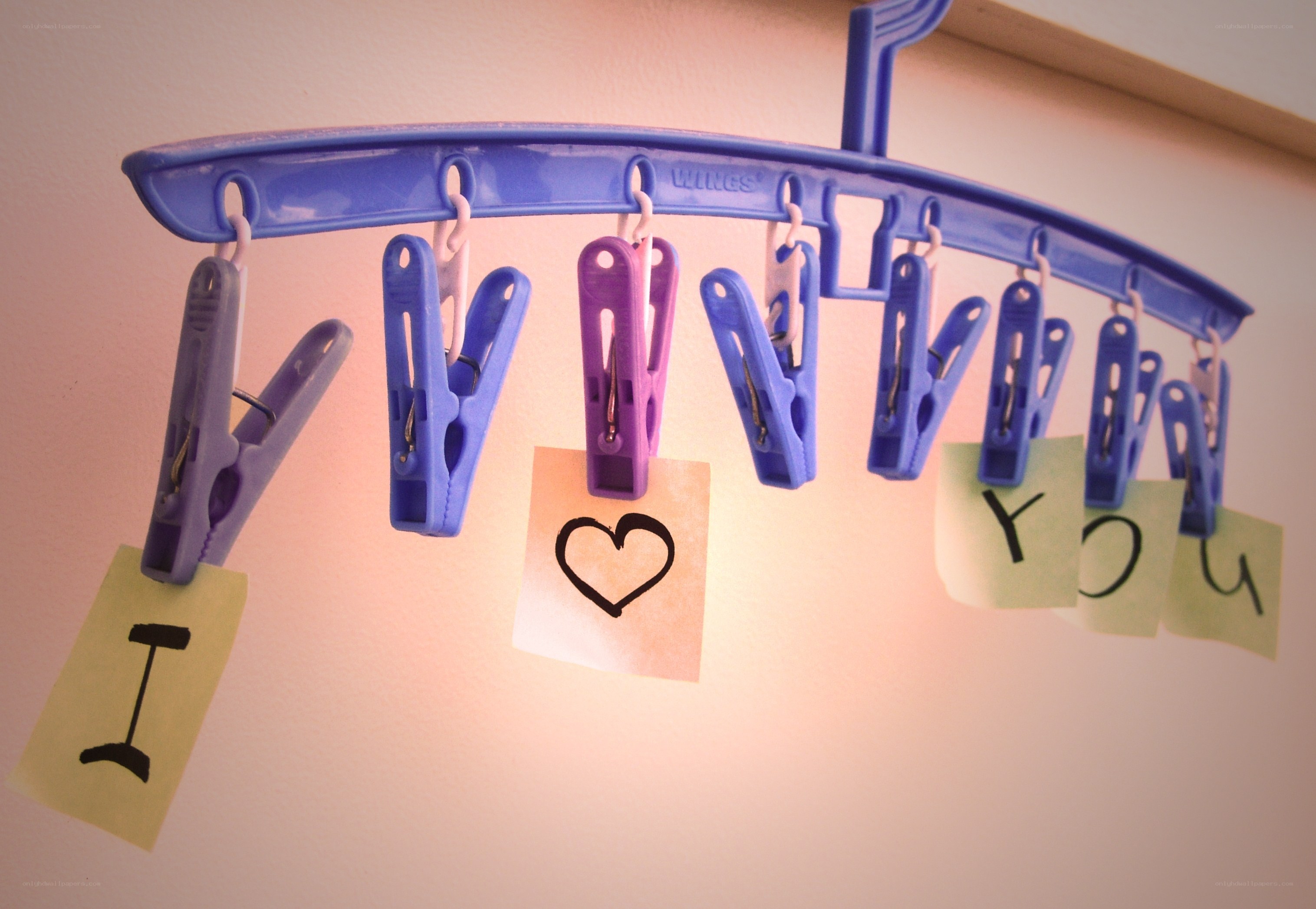 I love you message on clothespins