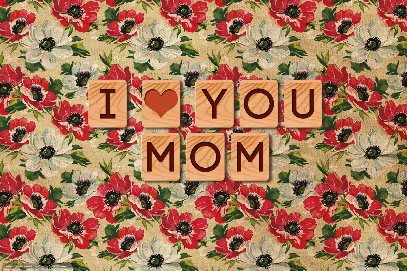 I Love You Mom floral background
