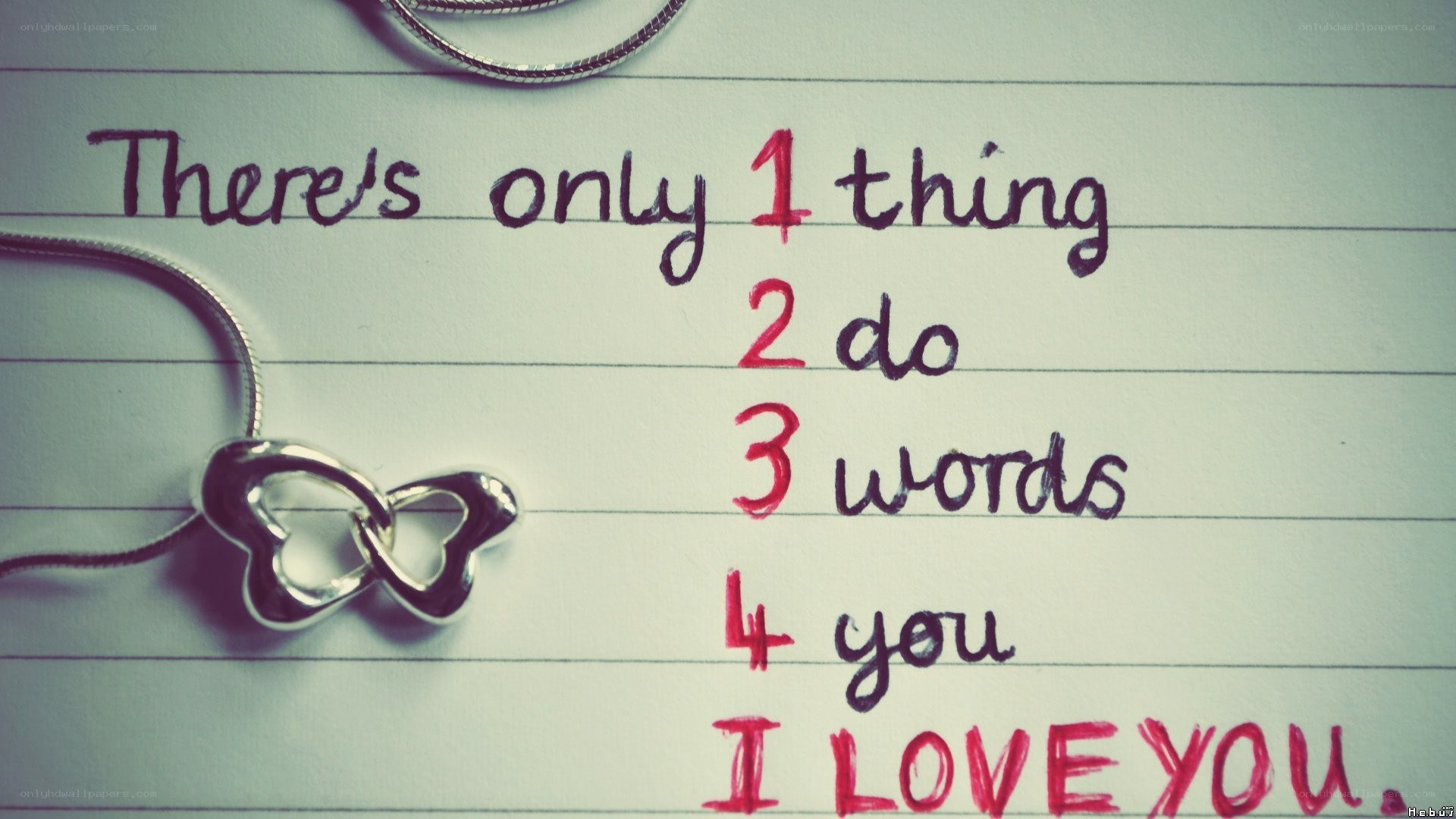 I love you on lined paper