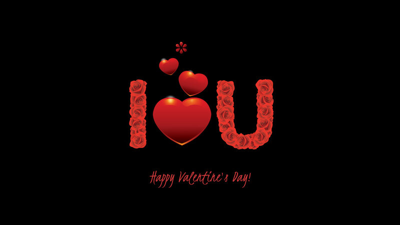 I Love You Text — Black, Romantic