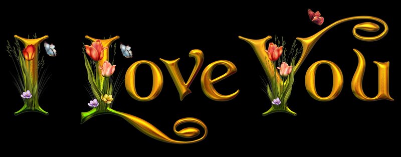 I Love You Text — Black