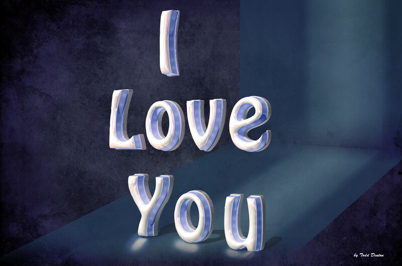 I Love You Text — Blue