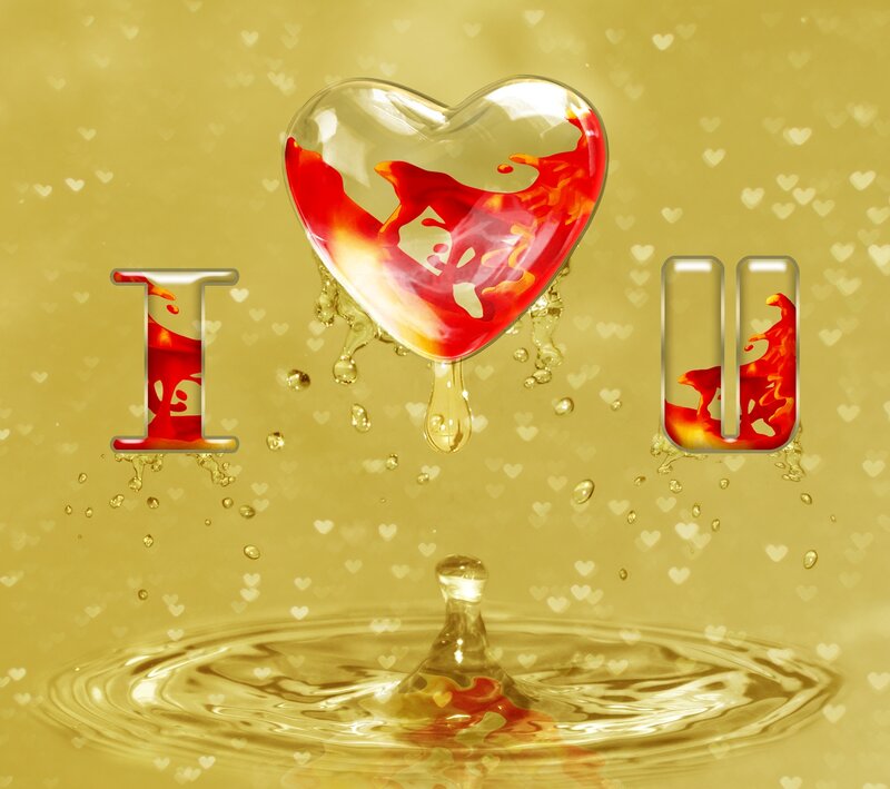 I Love You Text — Gold