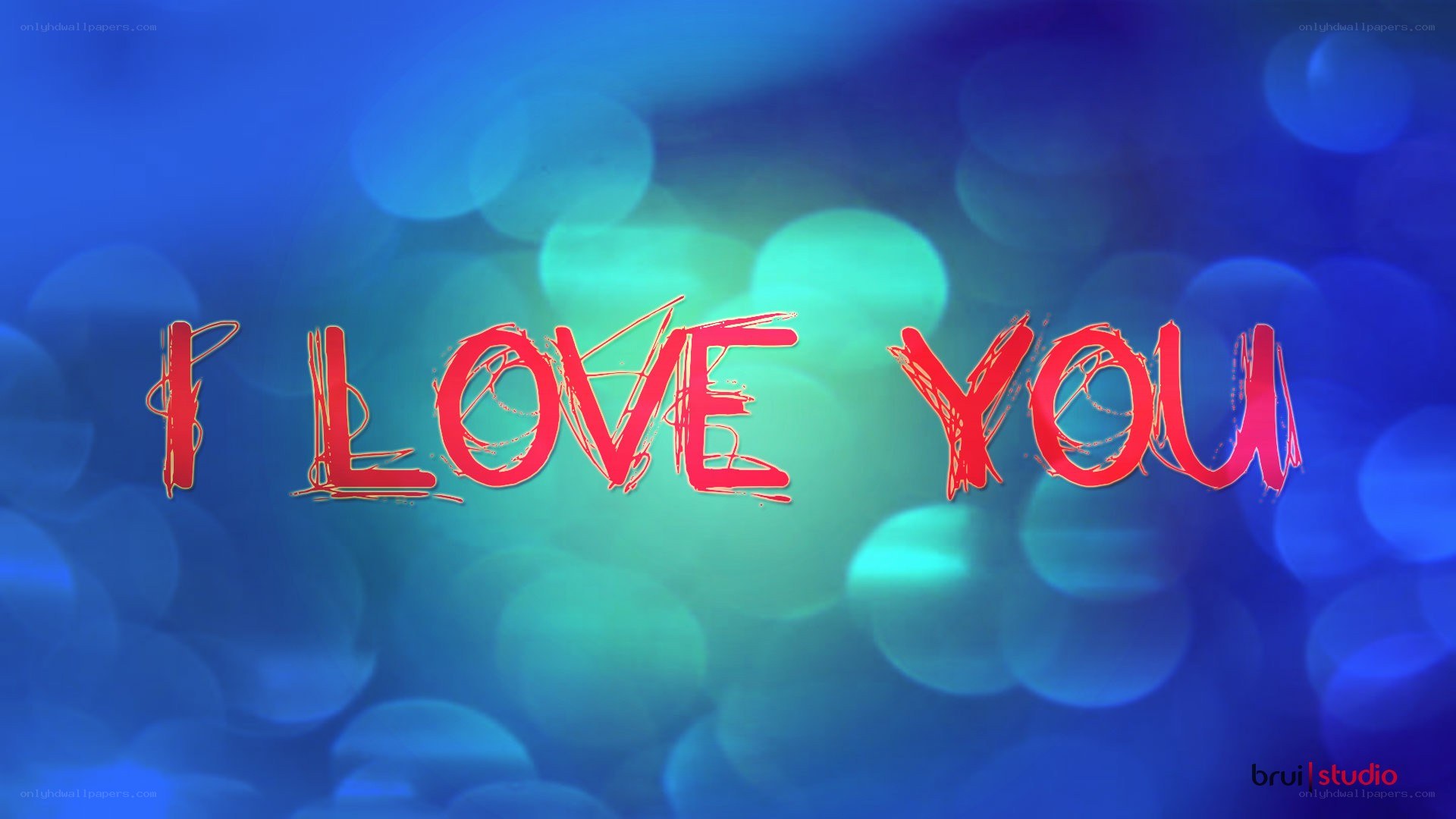 I love you text on bokeh background