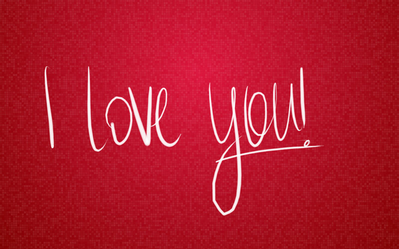 I love you text on red