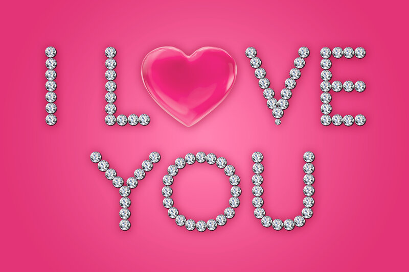 I Love You Text — Pink, Romantic, Digital Art