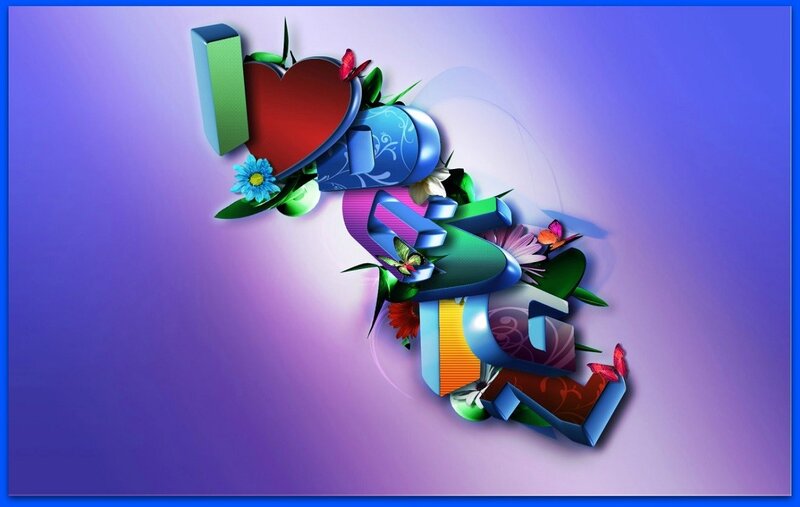 I Love You Text — Purple, Colorful