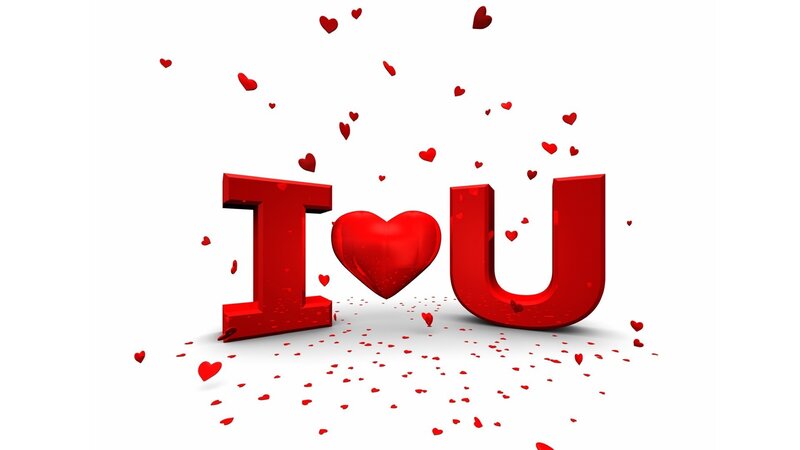 I Love You Text — Red, Romantic, 3d Render, Heart, Letters, Confetti