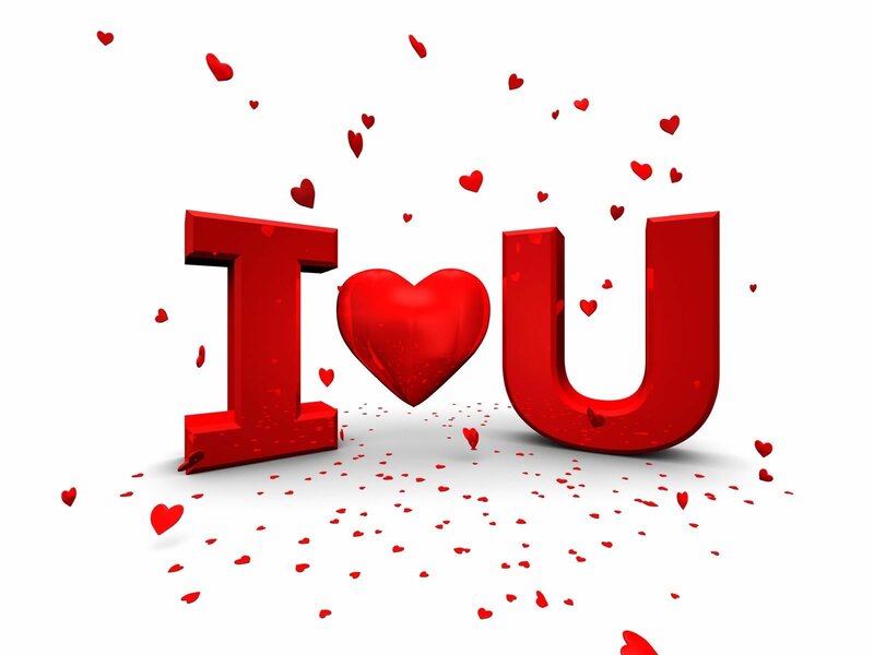 I Love You Text — Red, Romantic, 3d Render, Heart, Letters, Confetti, White