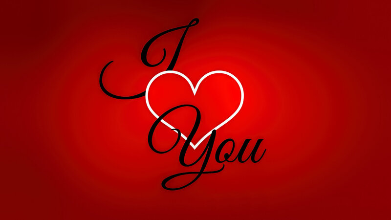 I Love You Text — Red, Romantic, Vector Art
