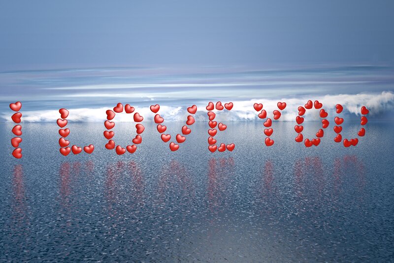 I LOVE YOU Text — Red, Serene