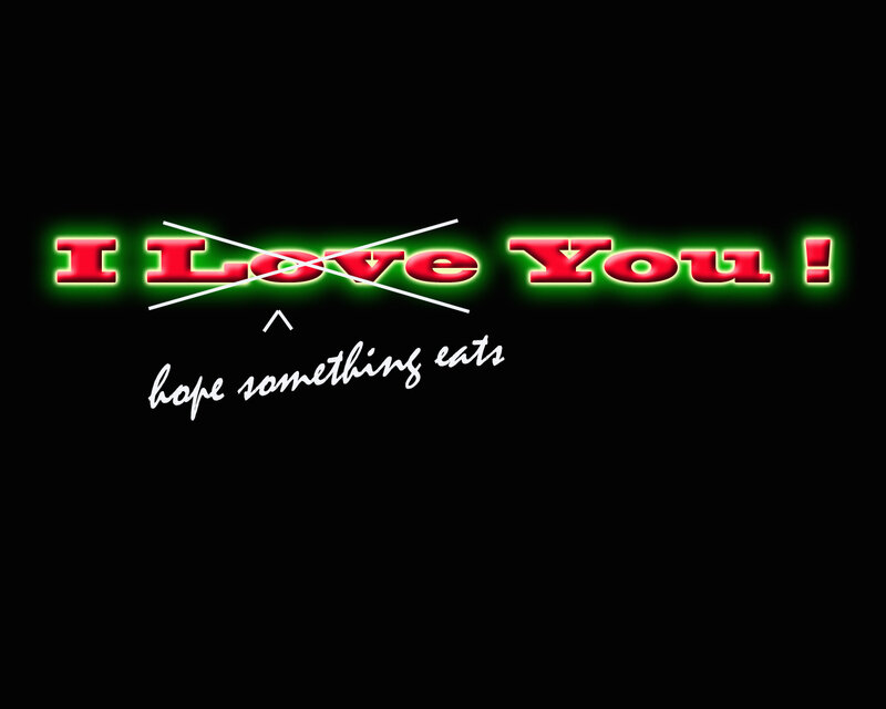 I Love You text with crossed-out words