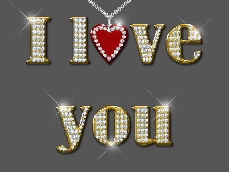 I love you text with heart