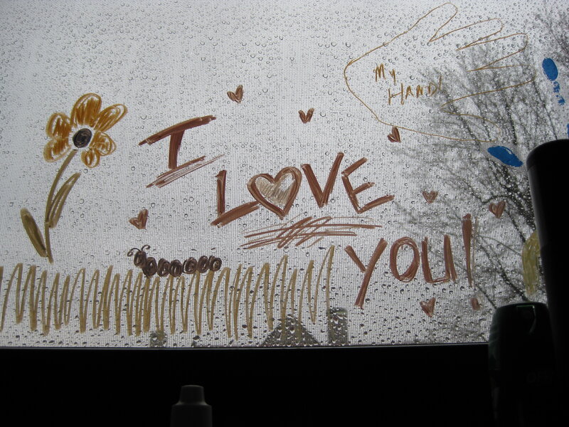 I love you window drawing