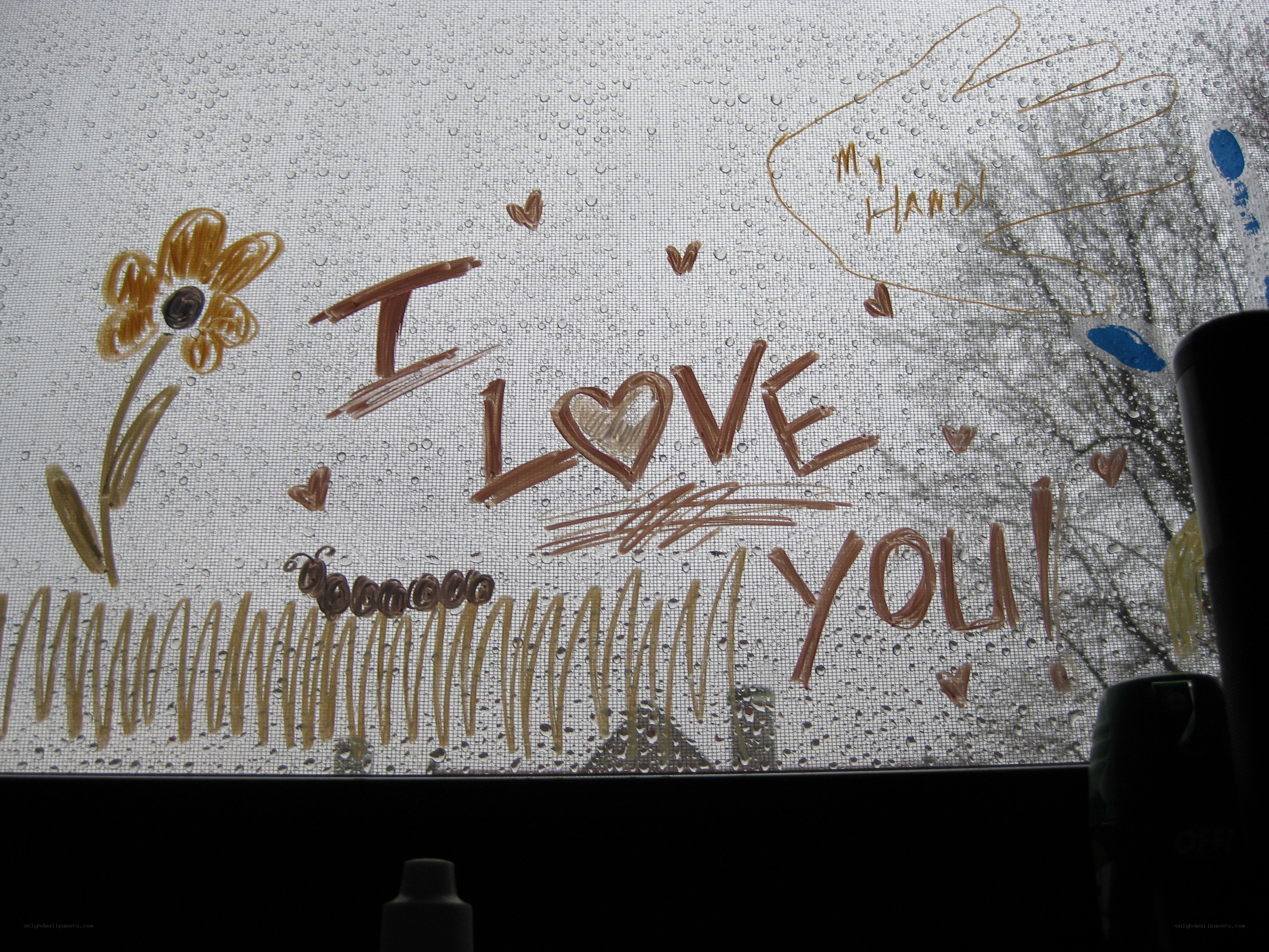 I love you window drawing