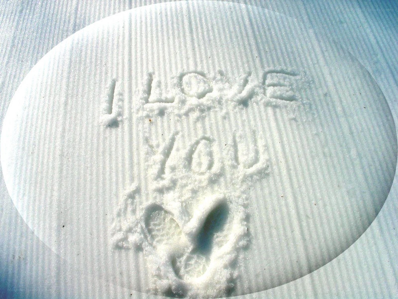 I love you written in snow