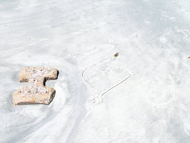 I love you written in the sand