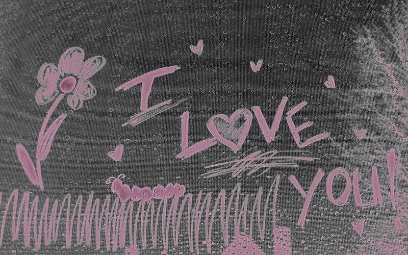 I love you written on a window