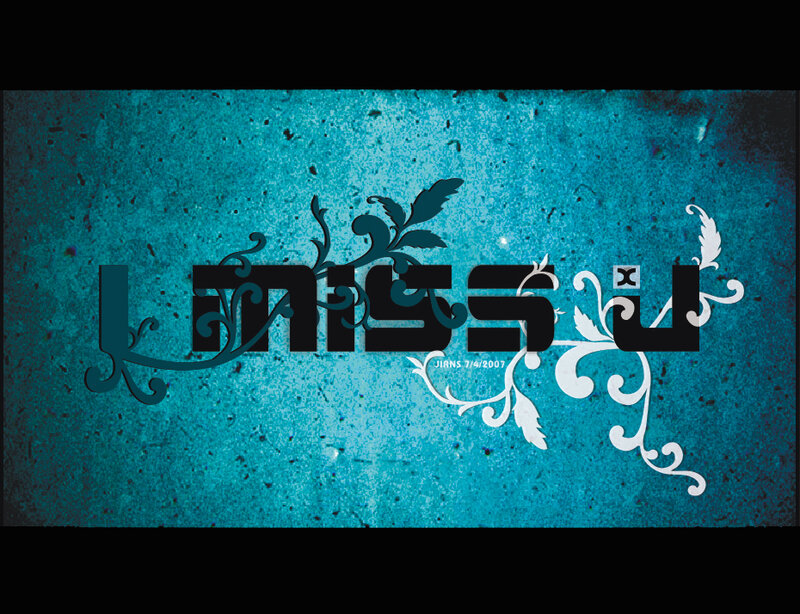 I miss you text with floral design