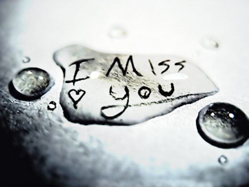I miss you written in water