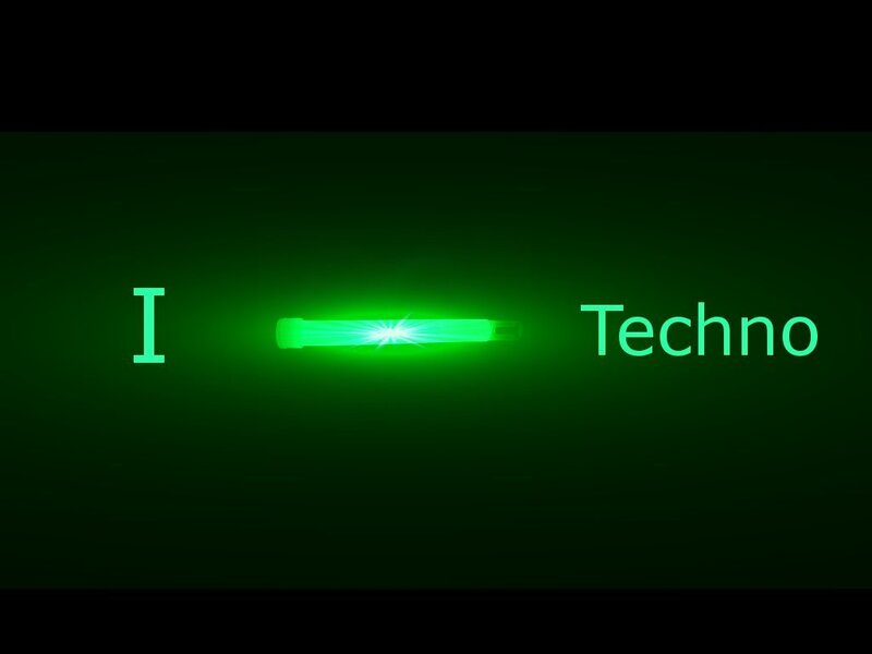 I Techno text with glow