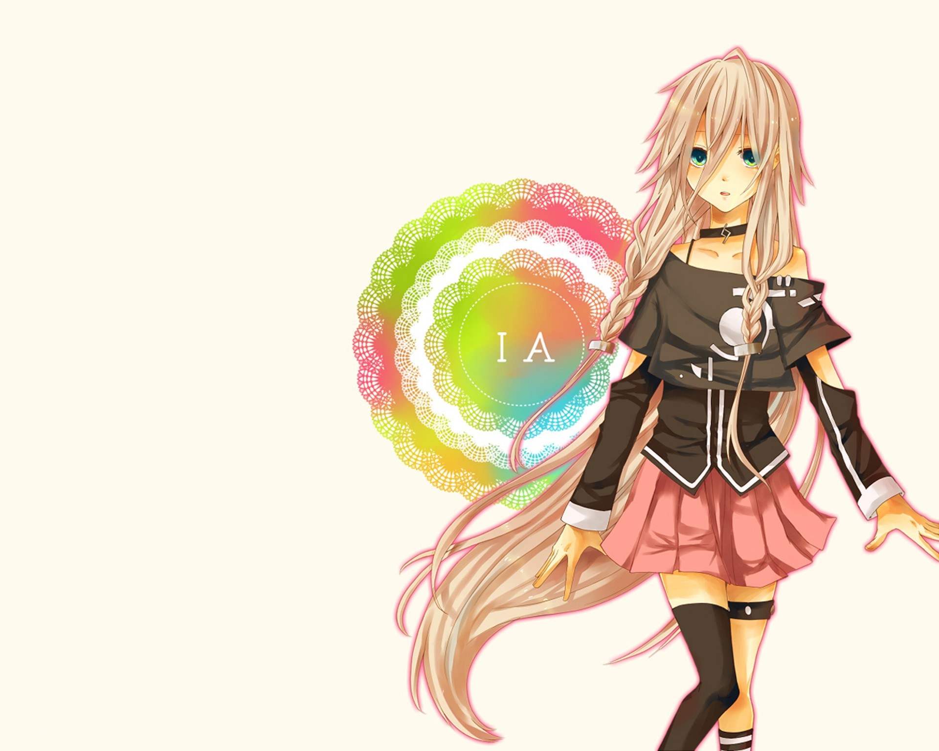 IA character with rainbow doily