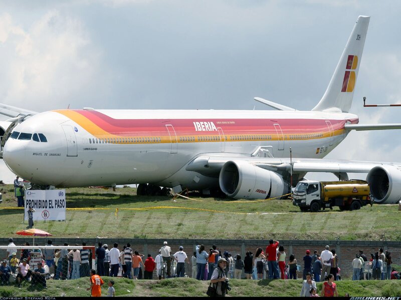 Iberia A340 on grass