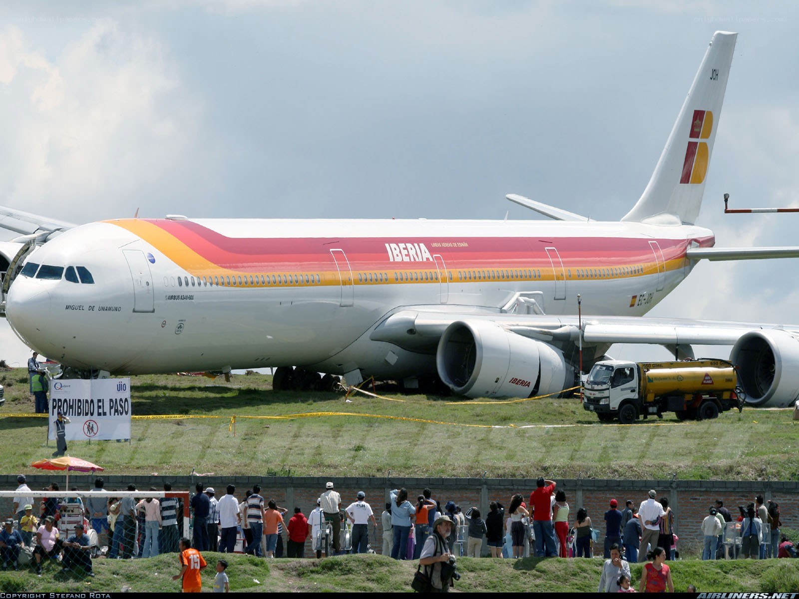 Iberia A340 on grass