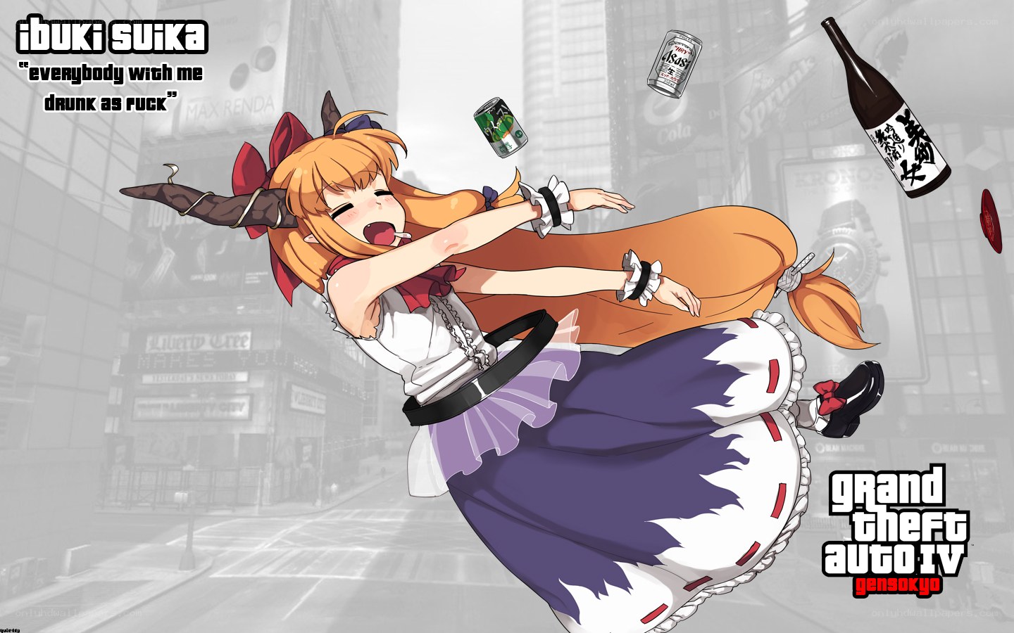 Ibuki Suika drunk in Gensokyo