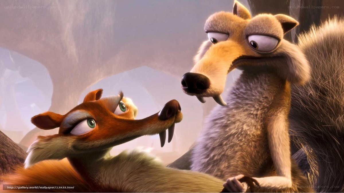 Ice Age characters in cave