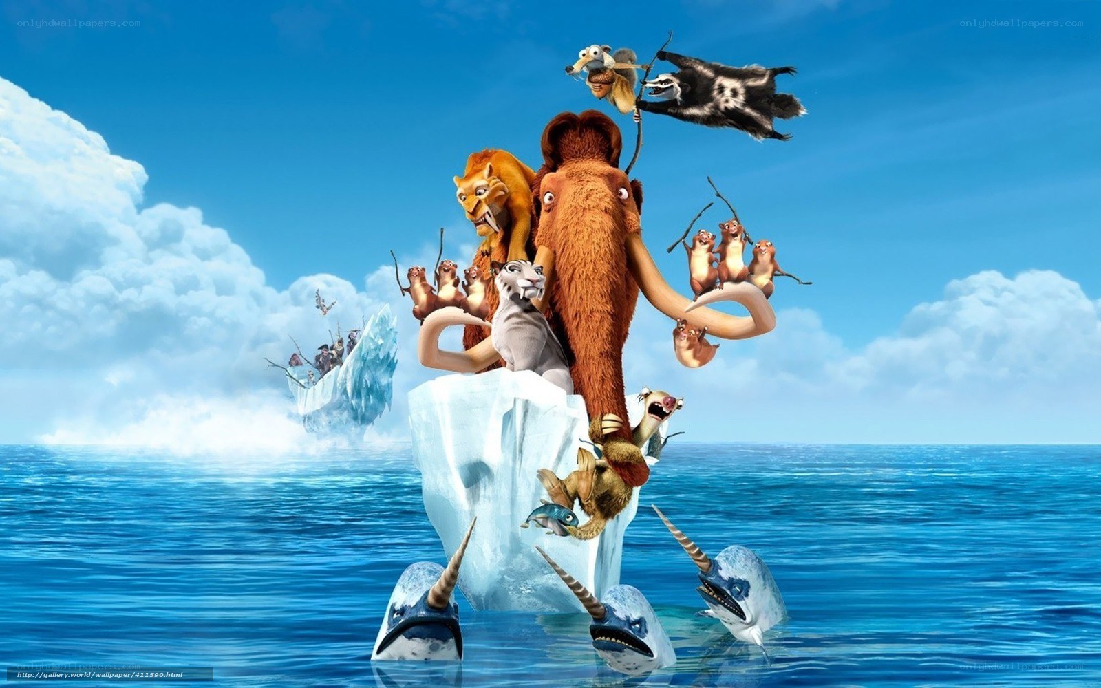 Ice Age characters on an iceberg