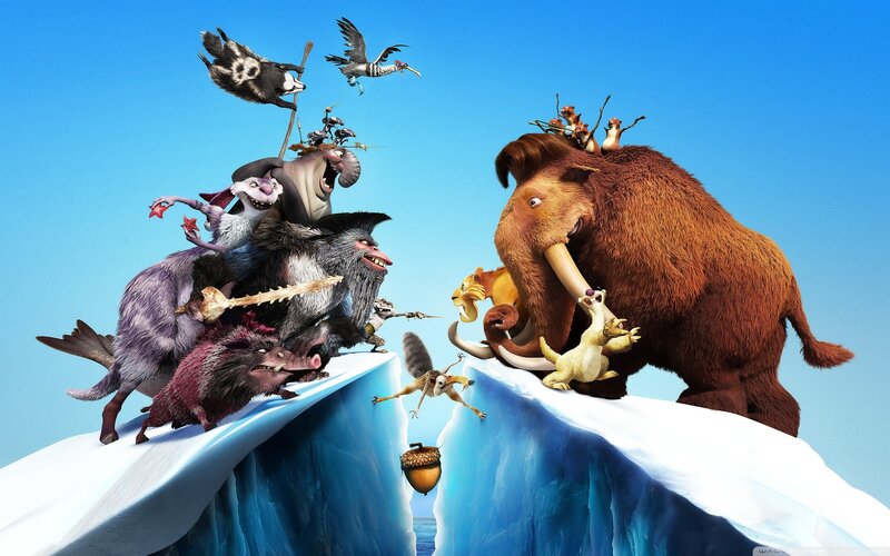 Ice Age characters on ice