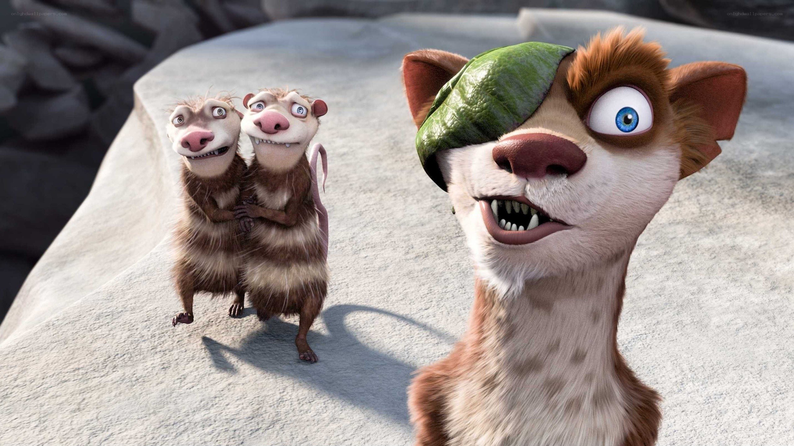 Ice Age characters on rock
