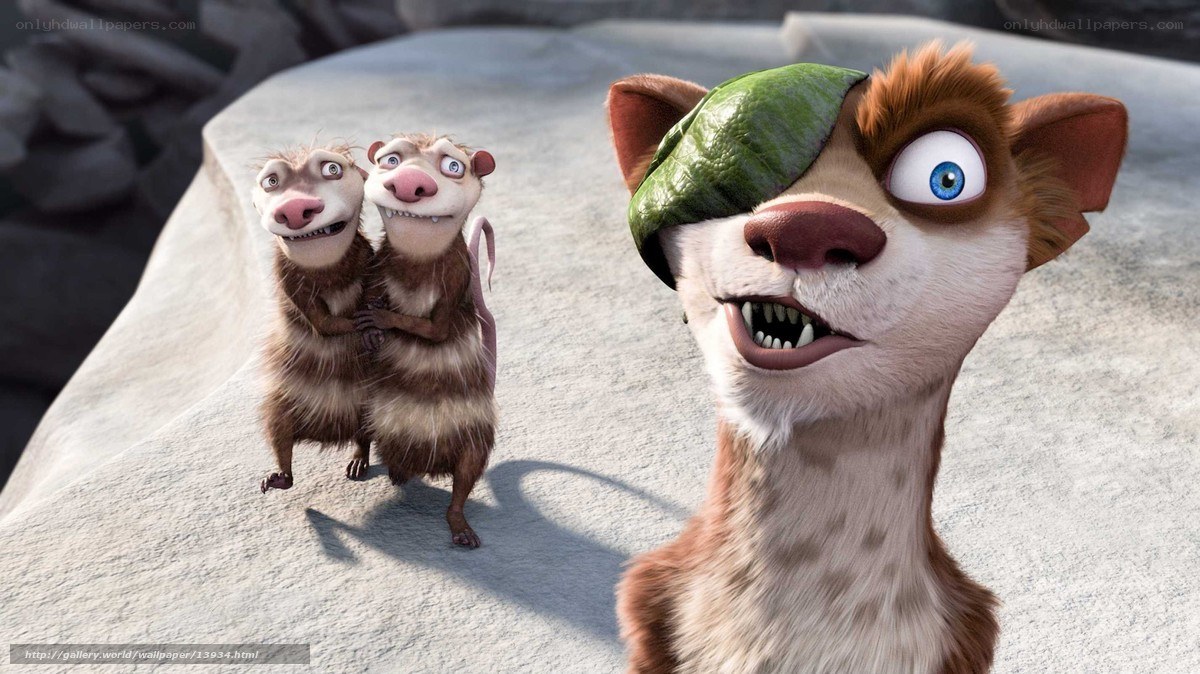Ice Age characters on rock