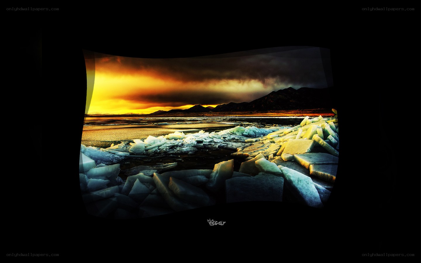 ice and sunset landscape