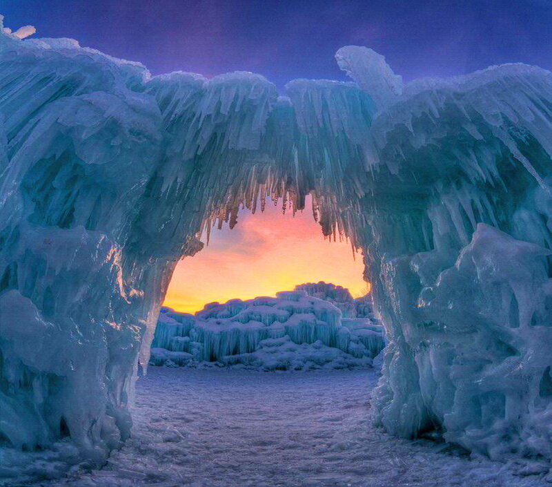 Ice Arch at Sunset — Blue