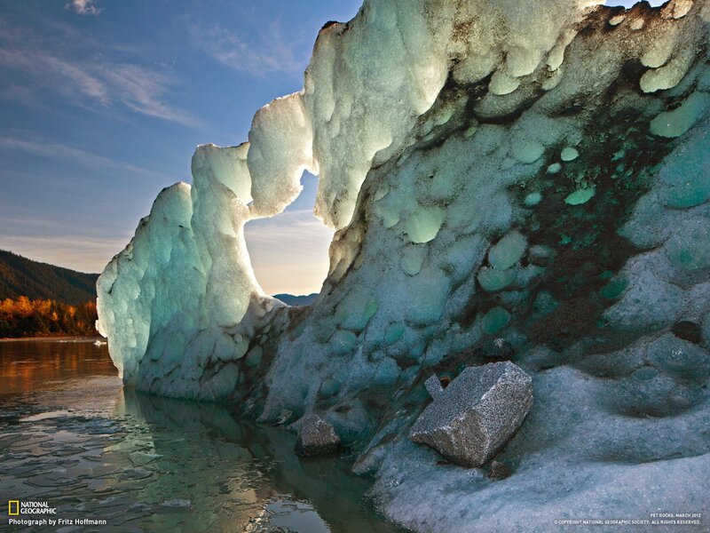 Ice arch at sunset
