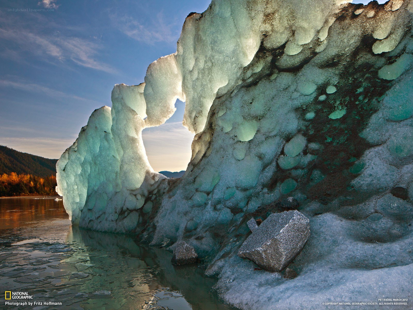 Ice arch at sunset