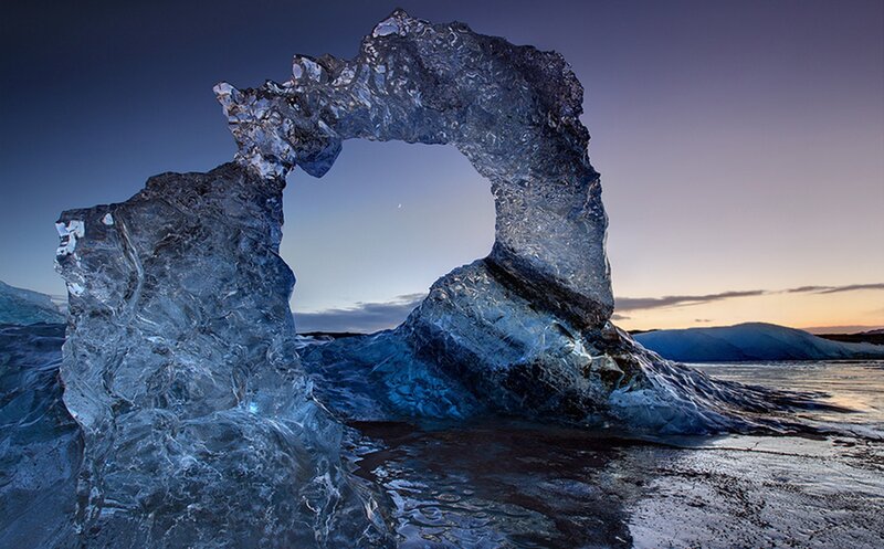 Ice Arch Formation — Blue, Dramatic, Sunset, Photograph, Sky