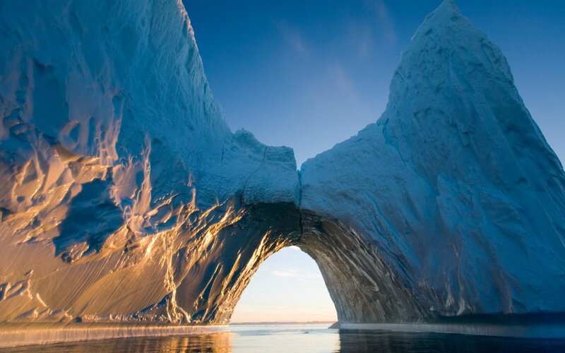 Ice Arch in Water — Blue, Dramatic