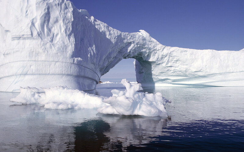 Ice Arch in Water — White