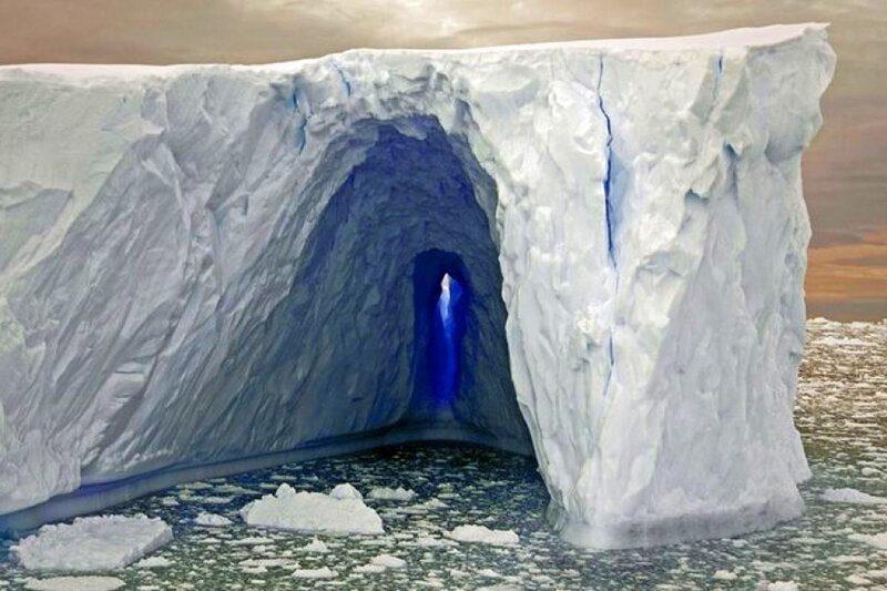 ice arch with blue light