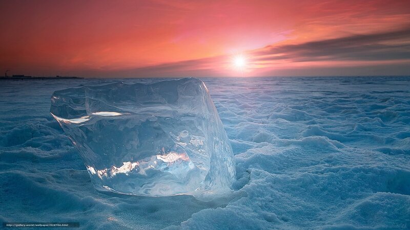 ice block on frozen lake