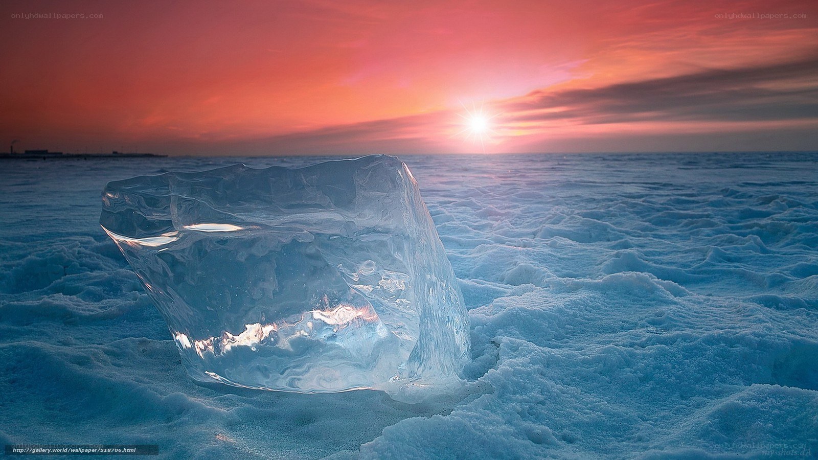 ice block on frozen lake