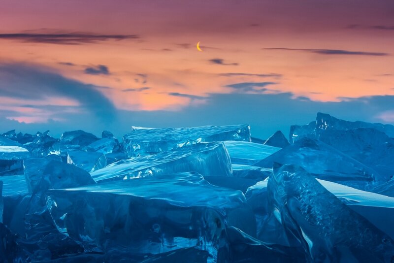 Ice Blocks on Frozen Lake — Blue