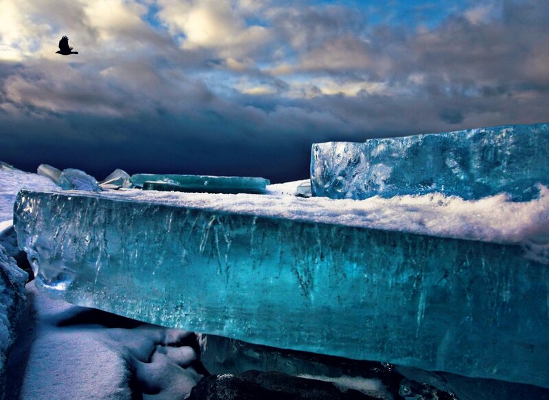 Ice Blocks on Snow