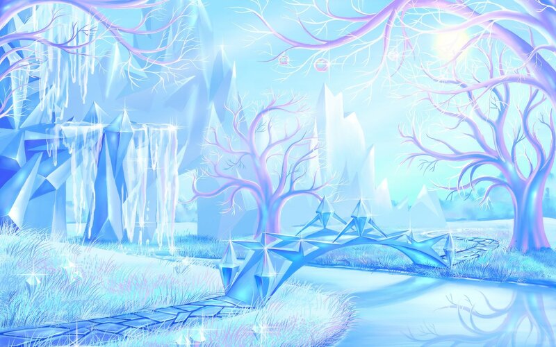 Ice Bridge in Winter Forest — Blue